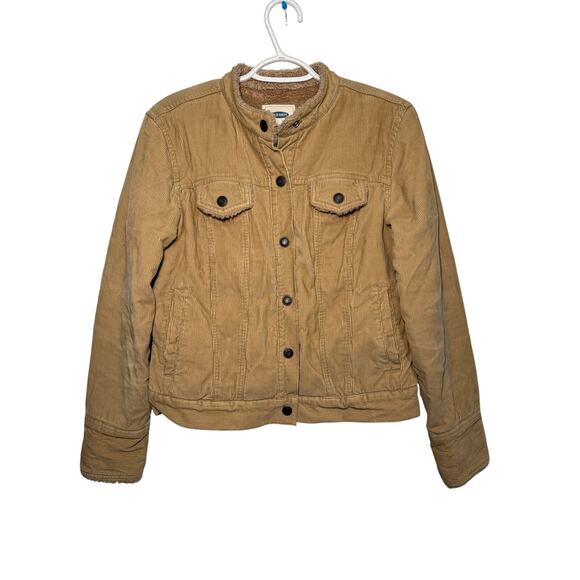 Old Navy vintage corduroy sherpa lined trucker button jacket womens medium y2k - Picture 1 of 8